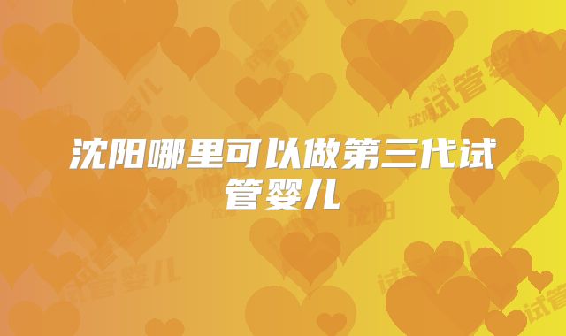 沈阳哪里可以做第三代试管婴儿