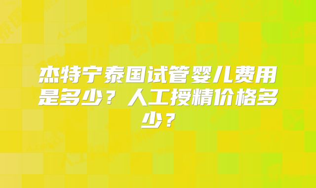 杰特宁泰国试管婴儿费用是多少？人工授精价格多少？