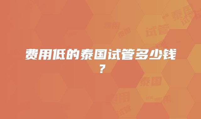 费用低的泰国试管多少钱？