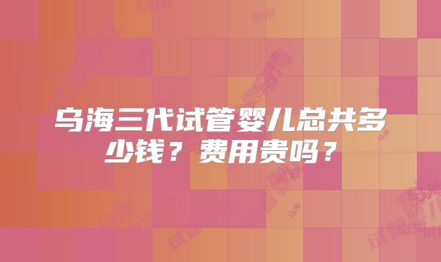 乌海三代试管婴儿总共多少钱？费用贵吗？