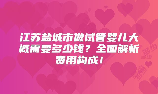 江苏盐城市做试管婴儿大概需要多少钱？全面解析费用构成！