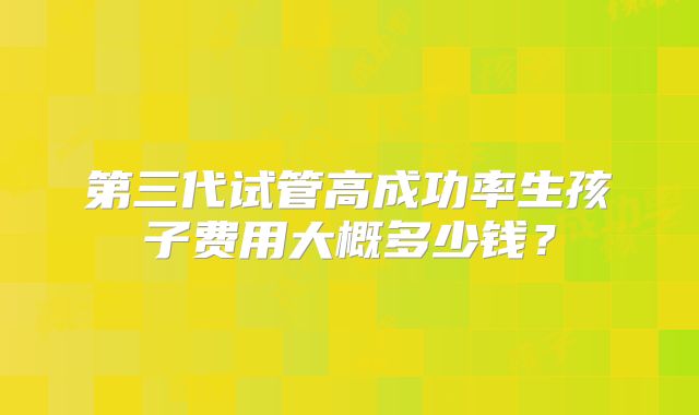 第三代试管高成功率生孩子费用大概多少钱？