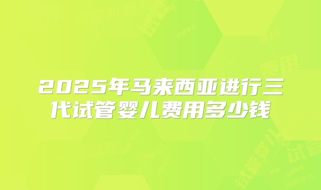 2025年马来西亚进行三代试管婴儿费用多少钱