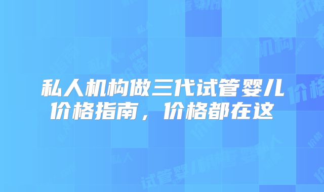 私人机构做三代试管婴儿价格指南，价格都在这