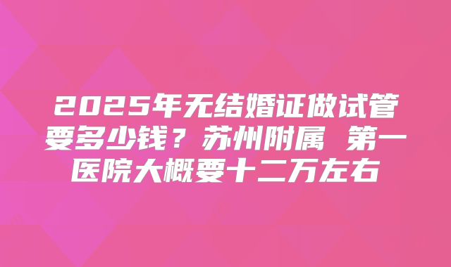 2025年无结婚证做试管要多少钱？苏州附属 第一医院大概要十二万左右