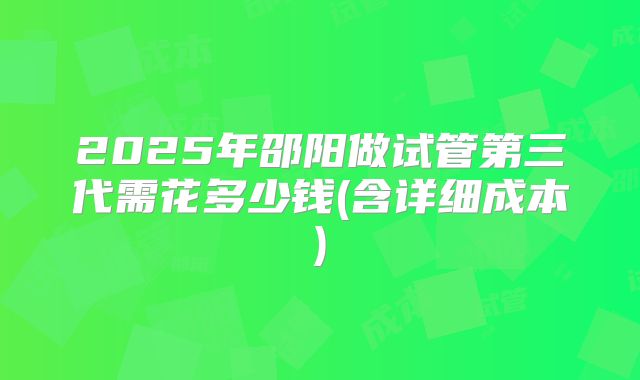 2025年邵阳做试管第三代需花多少钱(含详细成本)
