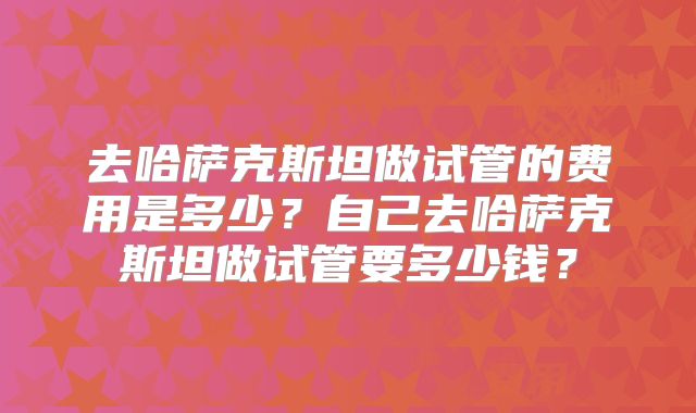 去哈萨克斯坦做试管的费用是多少？自己去哈萨克斯坦做试管要多少钱？