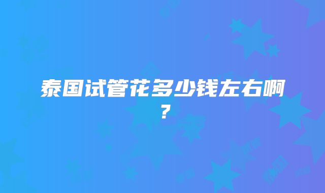 泰国试管花多少钱左右啊？