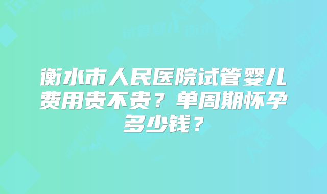 衡水市人民医院试管婴儿费用贵不贵?单周期怀孕多少钱?