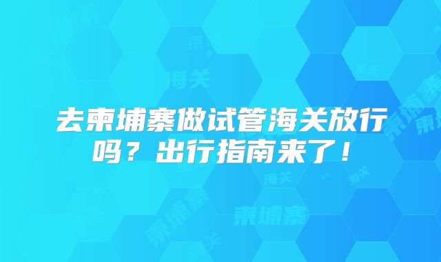 去柬埔寨做试管海关放行吗?出行指南来了!