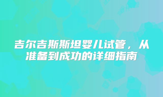 吉尔吉斯斯坦婴儿试管，从准备到成功的详细指南