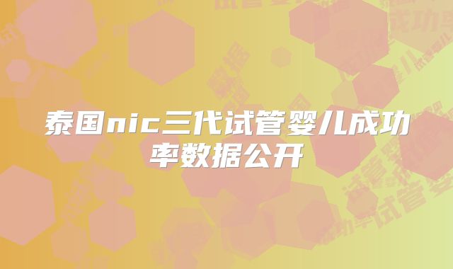 泰国nic三代试管婴儿成功率数据公开
