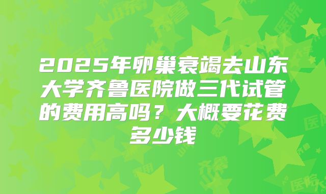 2025年卵巢衰竭去山东大学齐鲁医院做三代试管的费用高吗?大概要花费多少钱