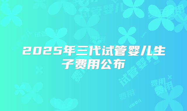 2025年三代试管婴儿生子费用公布