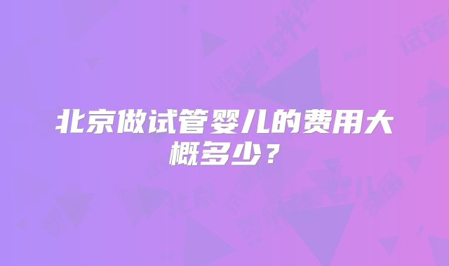 北京做试管婴儿的费用大概多少？