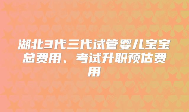 湖北3代三代试管婴儿宝宝总费用、考试升职预估费用