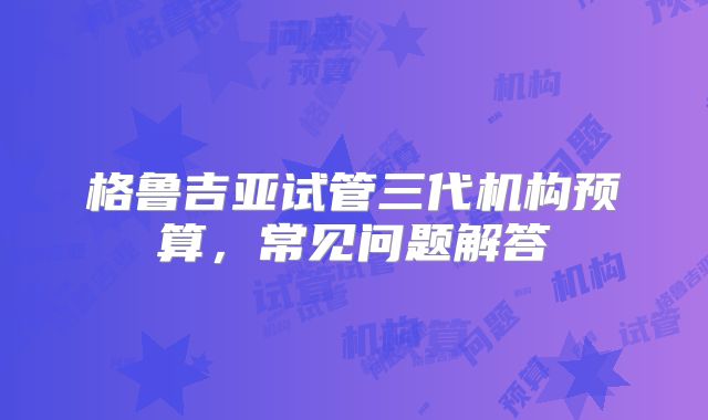 格鲁吉亚试管三代机构预算，常见问题解答