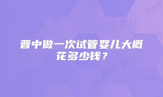 晋中做一次试管婴儿大概花多少钱?