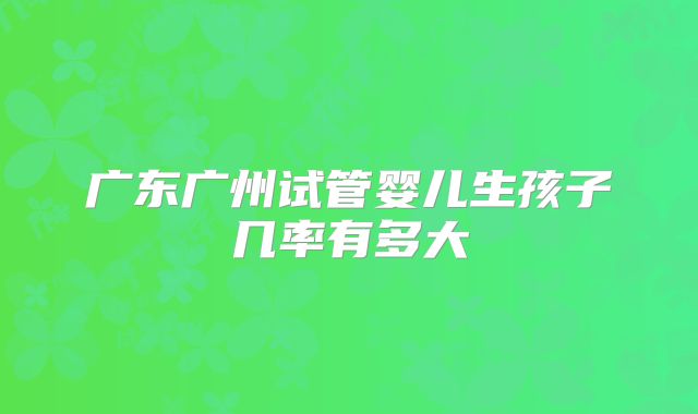 广东广州试管婴儿生孩子几率有多大
