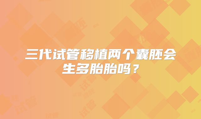三代试管移植两个囊胚会生多胎胎吗?