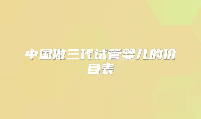中国做三代试管婴儿的价目表