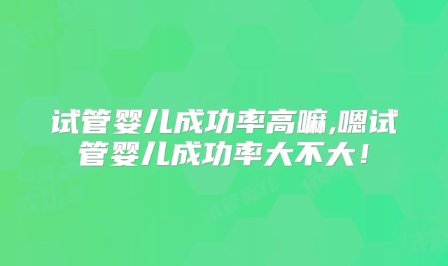 试管婴儿成功率高嘛,嗯试管婴儿成功率大不大!