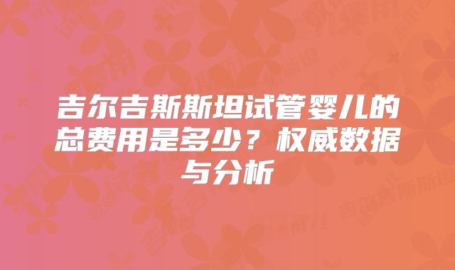 吉尔吉斯斯坦试管婴儿的总费用是多少?权威数据与分析