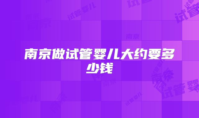 南京做试管婴儿大约要多少钱