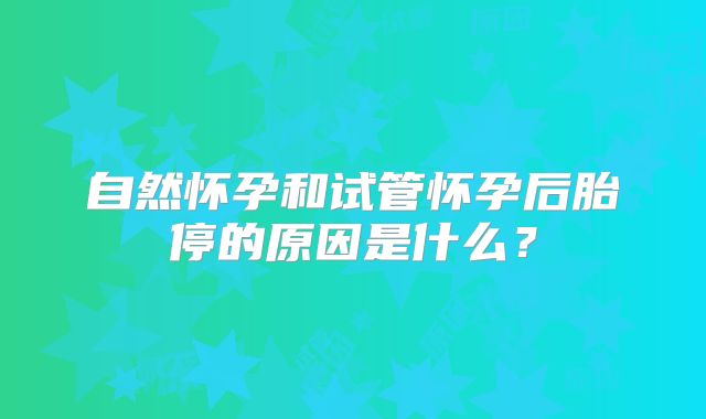 自然怀孕和试管怀孕后胎停的原因是什么?