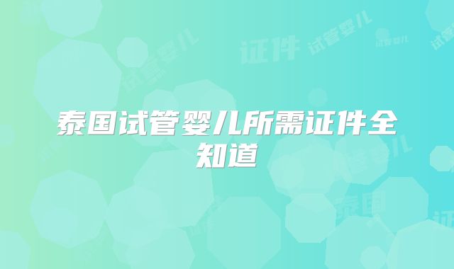 泰国试管婴儿所需证件全知道