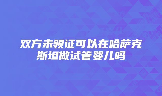 双方未领证可以在哈萨克斯坦做试管婴儿吗
