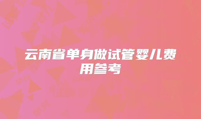 云南省单身做试管婴儿费用参考