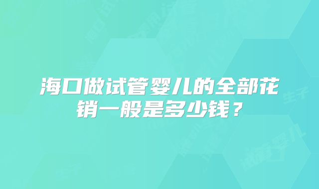 海口做试管婴儿的全部花销一般是多少钱？