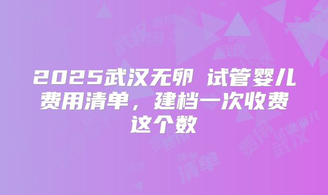 2025武汉无卵�试管婴儿费用清单，建档一次收费这个数