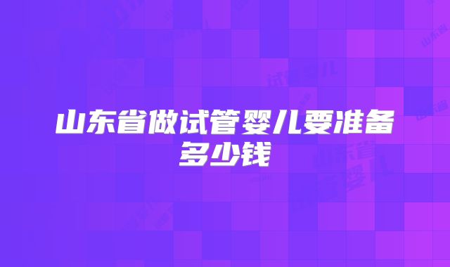 山东省做试管婴儿要准备多少钱
