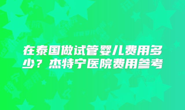 在泰国做试管婴儿费用多少？杰特宁医院费用参考