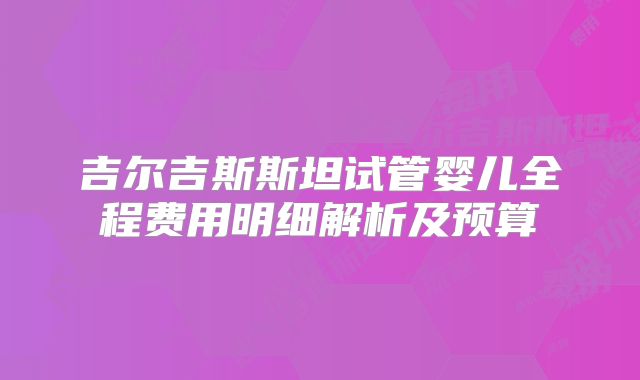 吉尔吉斯斯坦试管婴儿全程费用明细解析及预算