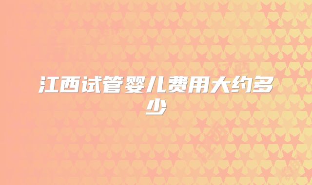 江西试管婴儿费用大约多少