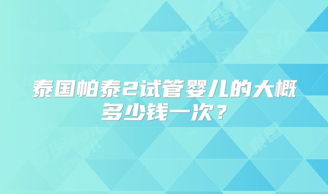 泰国帕泰2试管婴儿的大概多少钱一次？