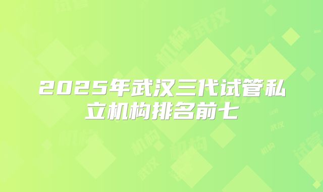 2025年武汉三代试管私立机构排名前七