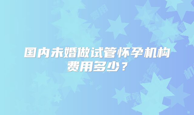 国内未婚做试管怀孕机构费用多少?