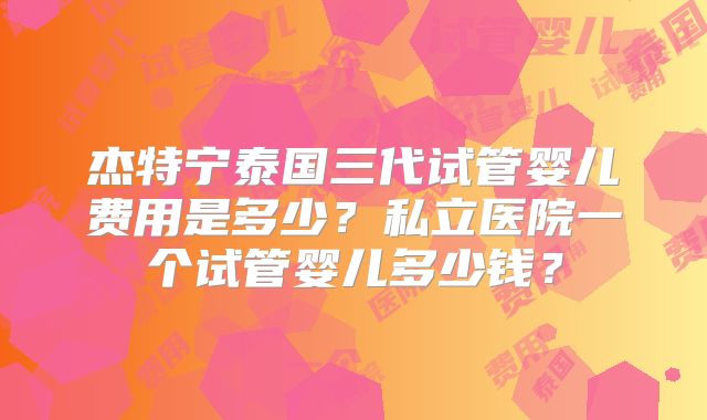 杰特宁泰国三代试管婴儿费用是多少?私立医院一个试管婴儿多少钱?