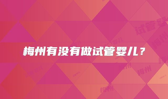 梅州有没有做试管婴儿？