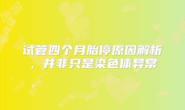 试管四个月胎停原因解析，并非只是染色体异常