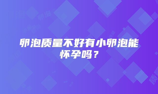 卵泡质量不好有小卵泡能怀孕吗？