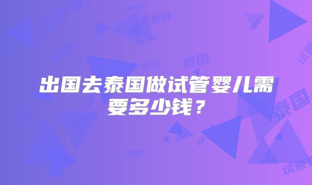 出国去泰国做试管婴儿需要多少钱?