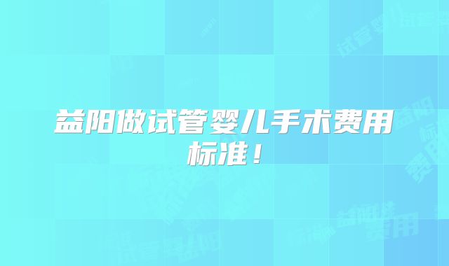 益阳做试管婴儿手术费用标准！