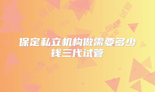 保定私立机构做需要多少钱三代试管