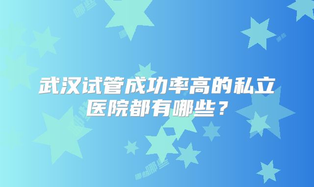 武汉试管成功率高的私立医院都有哪些？