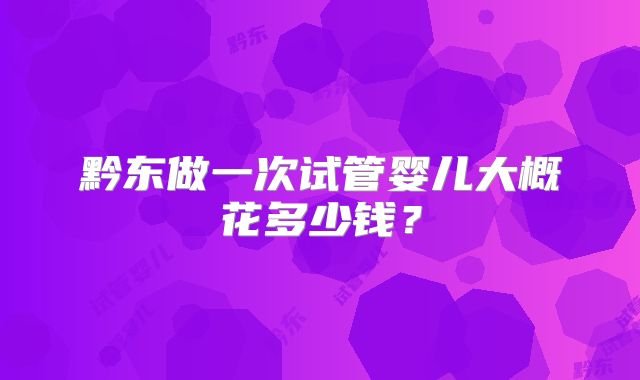 黔东做一次试管婴儿大概花多少钱?